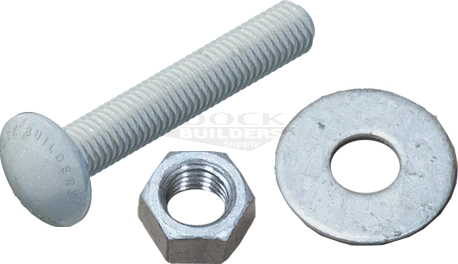 1/2" x 3" Carriage Bolt Set, Galvanized - floating dock hardware